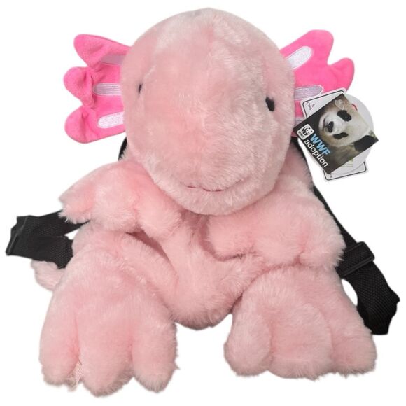 Fiesta World Wildlife Kids Pink Plush Axolotl Backpack Unique Animal Bag. NEW. - Picture 2 of 9